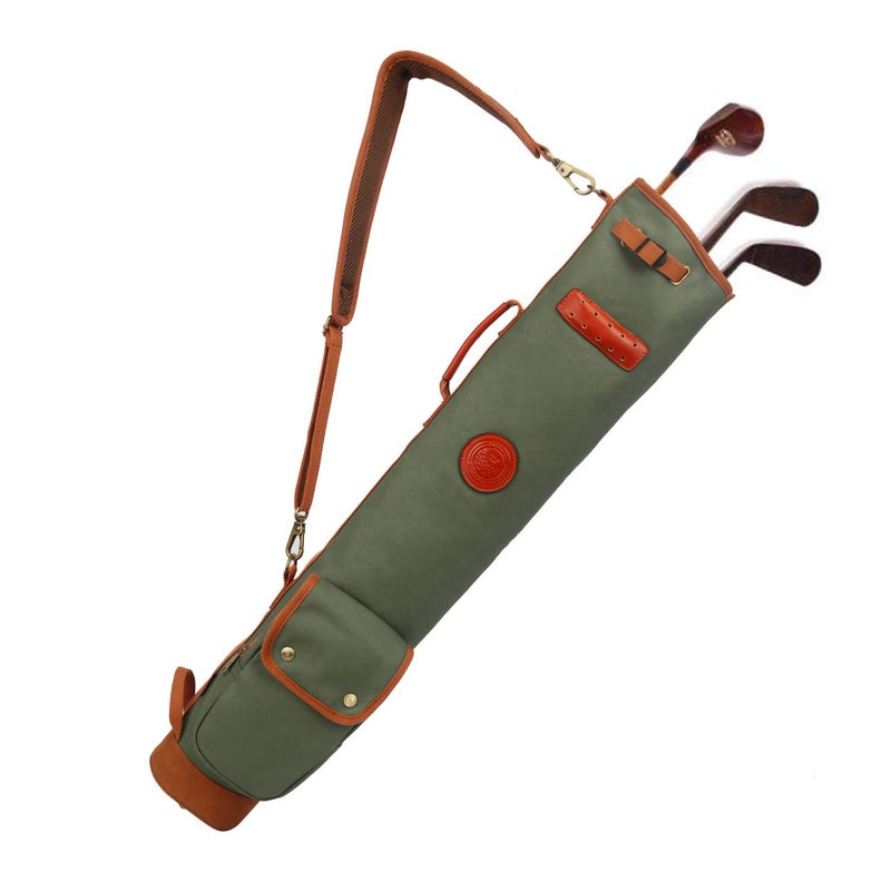 TOURBON Lightweight Golf Bag Practical Golf Travel Club Carrier Case with Golf Accessory Pouch - Green - Image 1